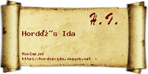 Hordós Ida névjegykártya