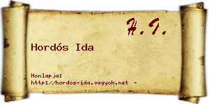 Hordós Ida névjegykártya